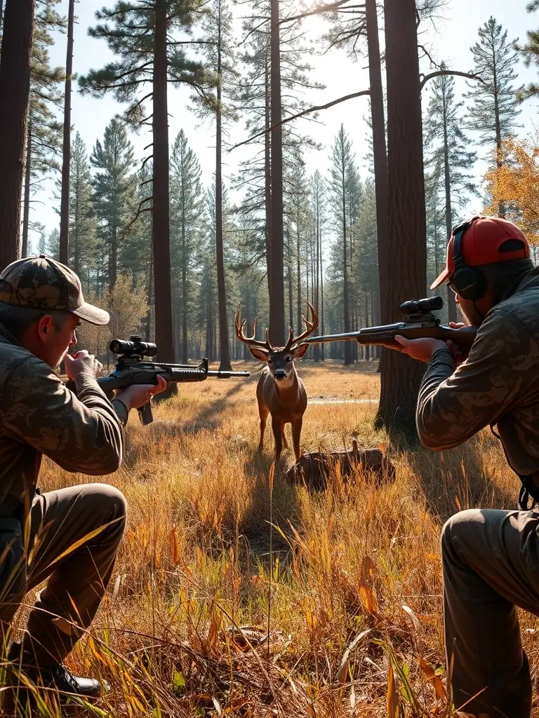 A photograph capturing ACCA members participating in a controlled hunt, emphasizing ethical hunting practices and wildlife population management in a natural setting.